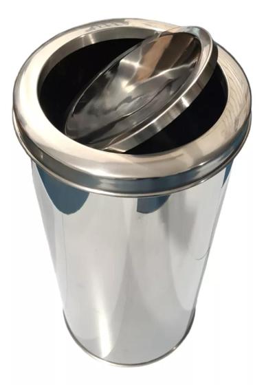 Lixeira inox para escritórios 40 litros tampa flip top Menor preço em Lixeira inox para escritórios 40 litros tampa flip top