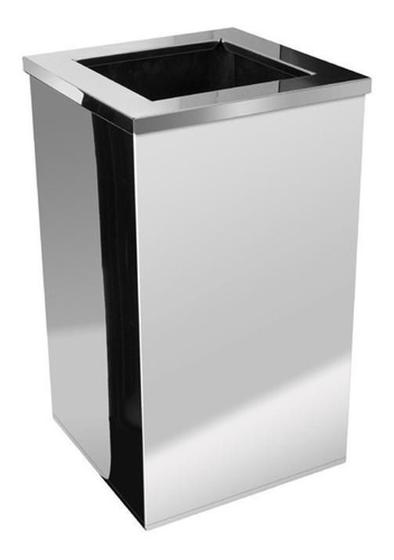 Imagem de Lixeira Inox Quadrada Com Aro Inox 100 Litros