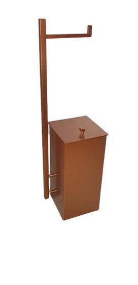 Imagem de Lixeira Inox Quadrada Com Papeleira Rose/Cobre