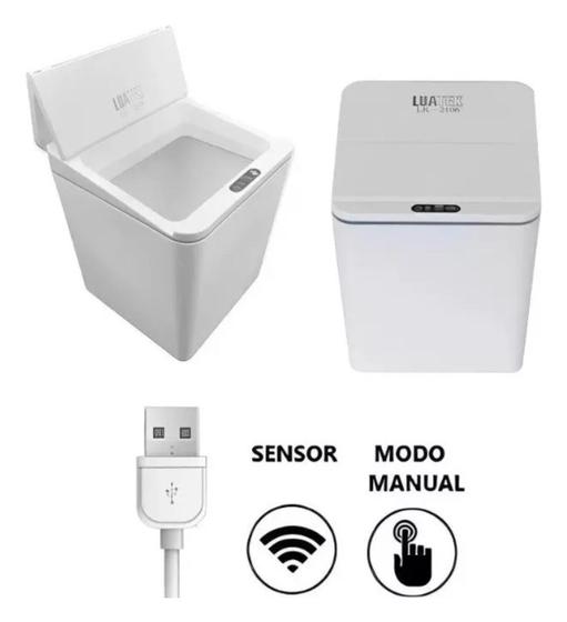 Lixeira Inteligente Automática 6 Litros Sensor Proximidade Bateria Recarregavel