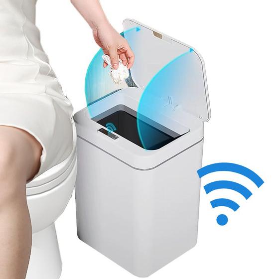 Imagem de Lixeira Inteligente com Sensor de Abertura Automática por Aproximação Banheiro Cozinha Lixo 16L