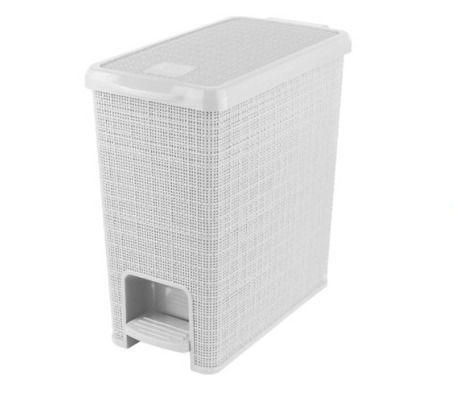 Imagem de Lixeira Juta Retangular com Pedal em Plastico Branco 12L - Nitron
