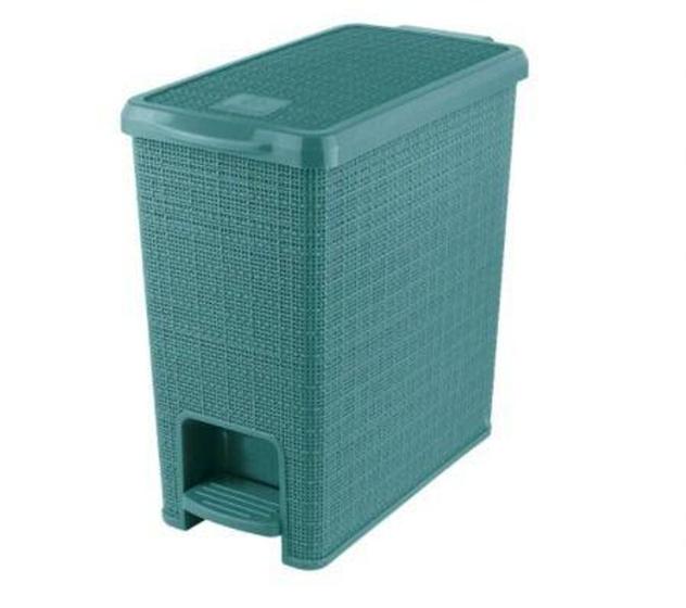 Imagem de Lixeira Juta Retangular com Pedal em Plastico Verde 12L - Nitron