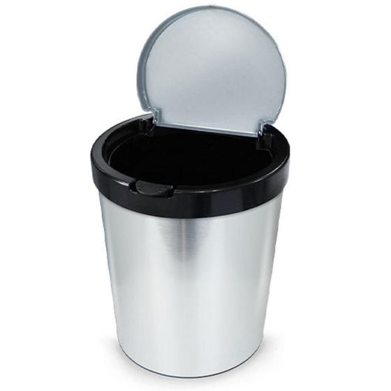 Imagem de Lixeira label inox escritorio com tampa click cesto de lixo 10 litros casa sala escritorio