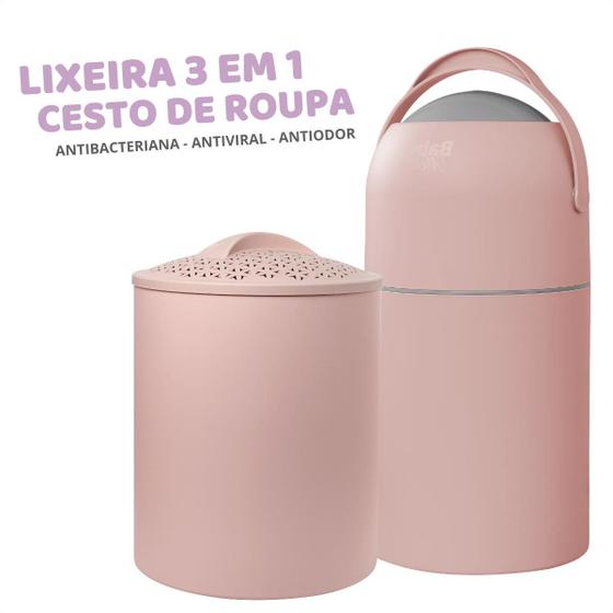 Imagem de Lixeira Mágica Antiodor 3 em 1 20 Fraldas Saco Lixo + Cesto Roupas Infantil