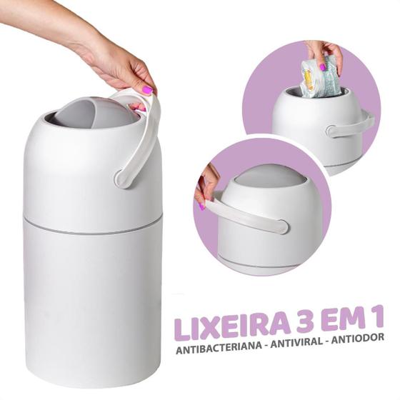 Imagem de Lixeira Mágica de Bebe Anti odor Grande Para Fraldas Sujas Com Sistema Inteligente de Vedação de Cheiro para Enxoval