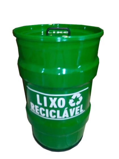 Imagem de Lixeira metalica tambor lixo reciclavel tonel 50lt