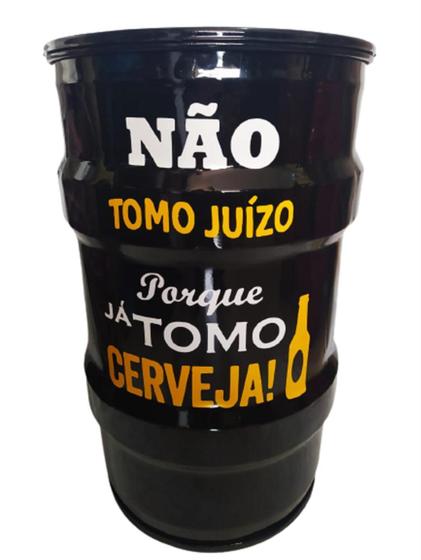 Imagem de Lixeira Metalica Tambor Não Tomo Juizo Tonel 50Lt Decorativa