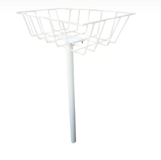 Imagem de Lixeira para calçada resistente com base Desmontável e com pintura anticorrosiva-Branca