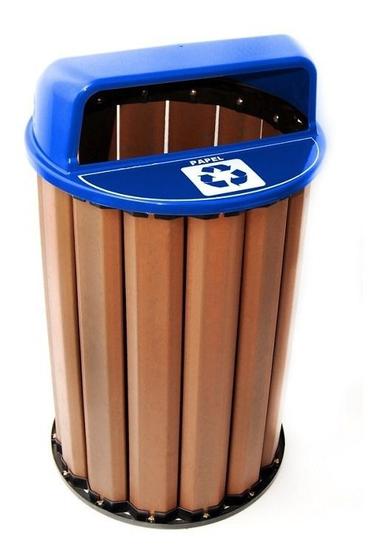 Imagem de Lixeira para Coleta Seletiva 90L Diversas Cores Madeira Plastica Ecologica Cor:Azul