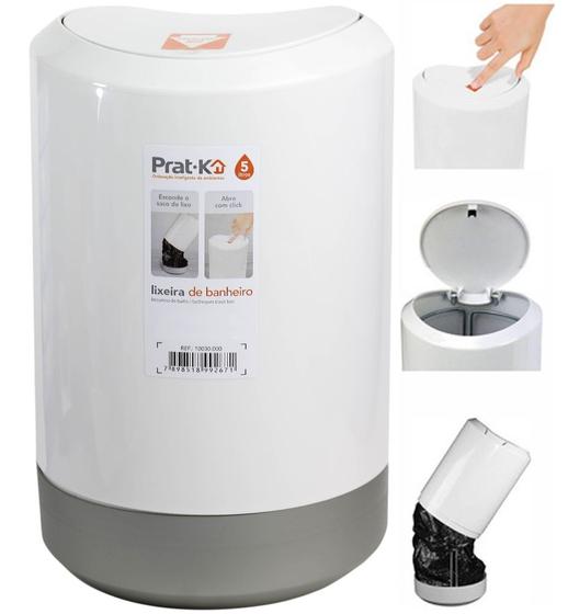 Lixeira plastica branca com tampa click multiuso pratica 5 litros Menor preço em Lixeira plastica branca com tampa click multiuso pratica 5 litros