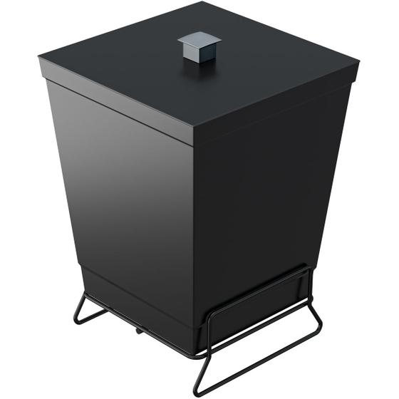 Lixeira Plástica Com Suporte 6,5L Cesto De Lixo Para Banheiro Preto Fosco Stolf Menor preço em Lixeira Plástica Com Suporte 6,5L Cesto De Lixo Para Banheiro Preto Fosco Stolf