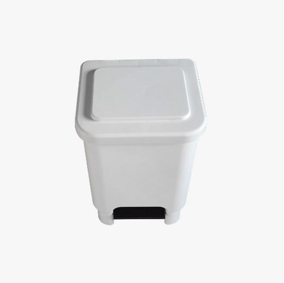 Imagem de Lixeira Plástica retangular com pedal branca 15 Litros SUPER RESISTENTE