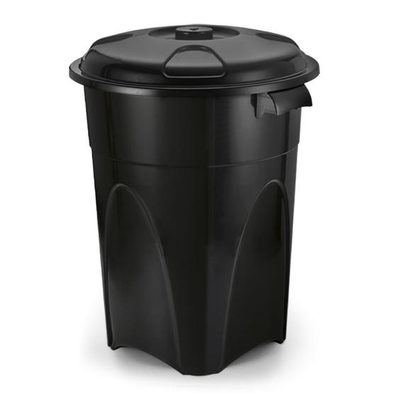 Imagem de Lixeira Preta Cesto De Lixo Grande Cozinha 100 Litros Higienie Black-Injeplastec