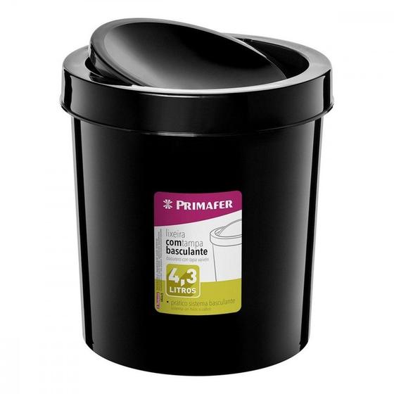 Imagem de Lixeira Primafer Basculante 4,3L Preta Pr1017-8