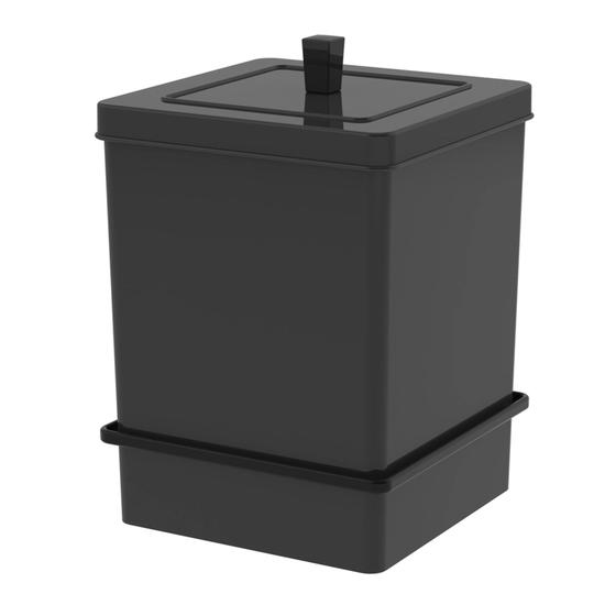 Imagem de Lixeira Quadrada 6,5l Com Suporte Com Adesivo - Preto Fosco