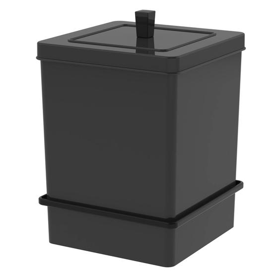 Imagem de Lixeira Quadrada 6,5l Com Suporte Com Ventosa - Preto Fosco