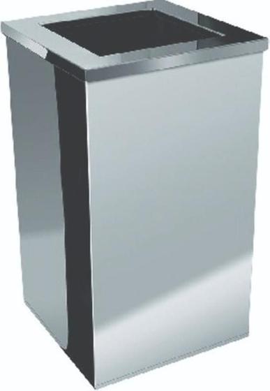 Imagem de Lixeira Quadrada Em Aço Inox Com Tampa Aro Aberta 50 L