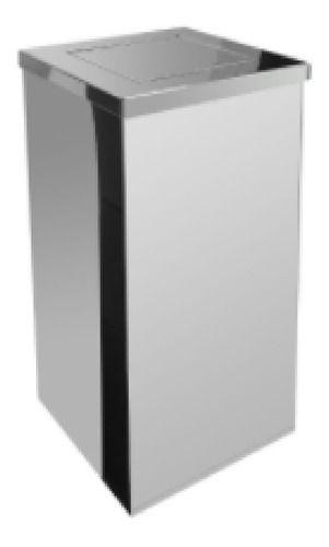 Imagem de Lixeira Quadrada Em Aço Inox Com Tampa Vai-vem 36 L
