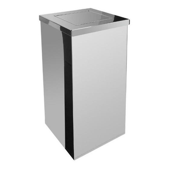 Imagem de Lixeira Quadrada Em Aço Inox Com Tampa Vai-vem 36 L