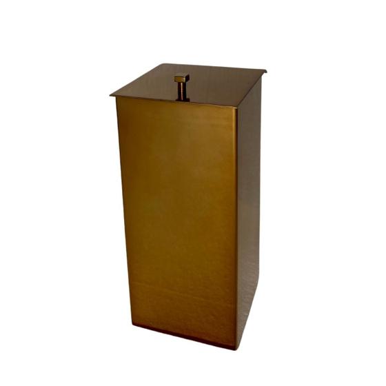 Imagem de Lixeira Quadrada Inox Com Tampa Pintura Eletrostática Brilho