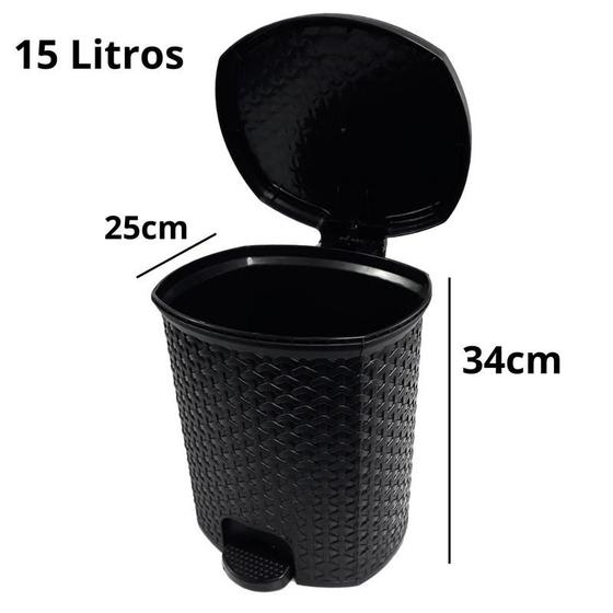 Imagem de Lixeira rattan 15 litros com pedal- cozinha lavabo banheiro
