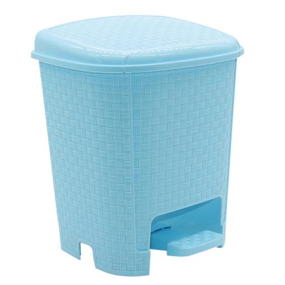 Imagem de Lixeira Rattan com Pedal 6 Litros Azul Bebê Monte Libano