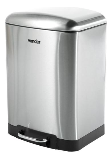 Imagem de Lixeira Retangular 12 Litros Inox Cinza Vonder