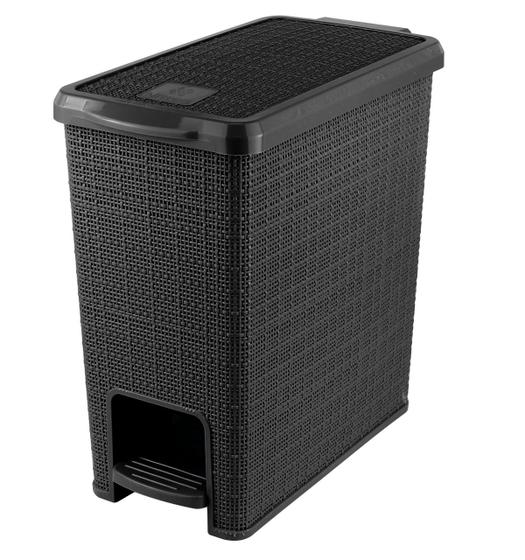 Lixeira retangular com pedal 12 litros Preto Menor preço em Lixeira retangular com pedal 12 litros Preto