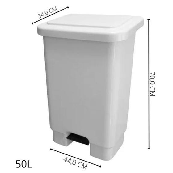 Lixeira retângular com pedal 50 Litros - Marfinite Menor preço em Lixeira retângular com pedal 50 Litros - Marfinite