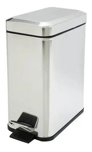 Imagem de Lixeira Retangular Com Pedal Slim Inox 5 Litros Inox