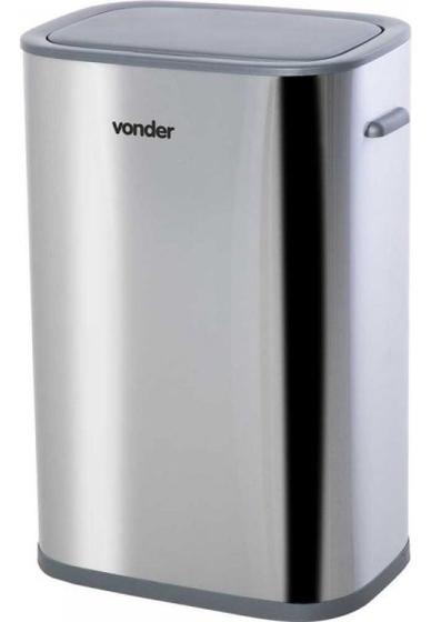 Imagem de Lixeira Retangular Com Sensor De Abertura, 55 Litros, Inox, Cinza, Vonder