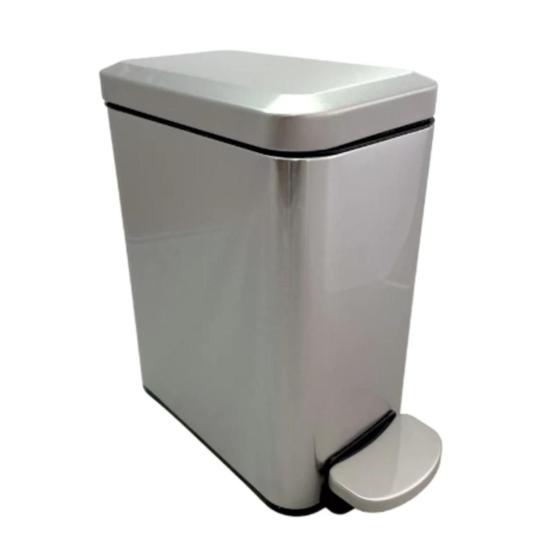 Lixeira Retangular Slim 6l Com Pedal Fechamento Suave Inox Banheiro Cozinha Menor preço em Lixeira Retangular Slim 6l Com Pedal Fechamento Suave Inox Banheiro Cozinha