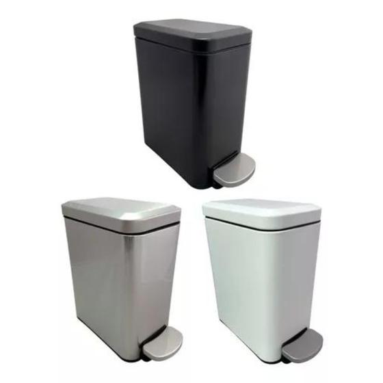 Lixeira Retangular Slim Inox 6 Litros Menor preço em Lixeira Retangular Slim Inox 6 Litros