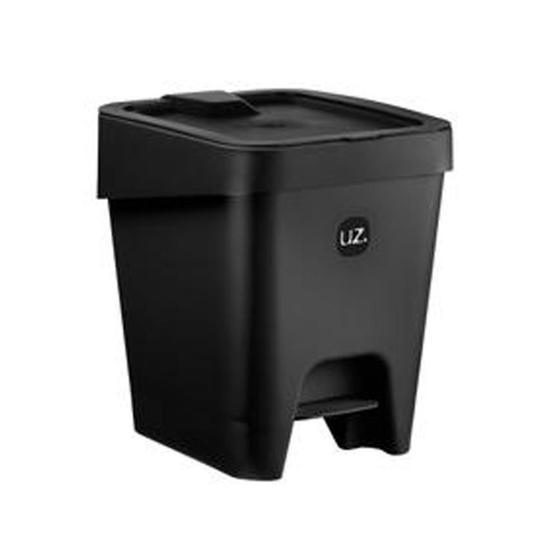 Imagem de Lixeira Slim Preta 8L Com Pedal Plástico Uz Utilidades
