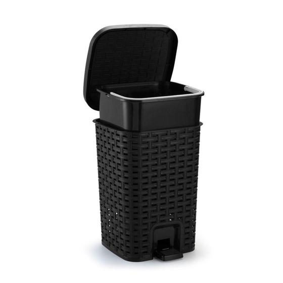 Imagem de Lixeira Smart Rattan Pedal e tampa com amortecedor 7L Preta - Monte Libano