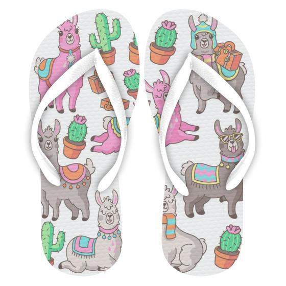 Imagem de Llama Chinelo lhama cactus colorido. Presente criativo infantil menina baby