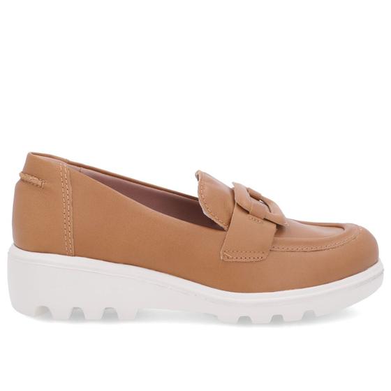 Imagem de Loafer Marrom Salto Plataforma Couro Fivela