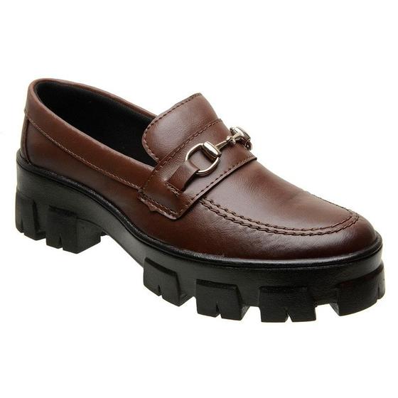 Imagem de Loafer Mocassim Feminino Plataforma Oxford Metal Tratorado