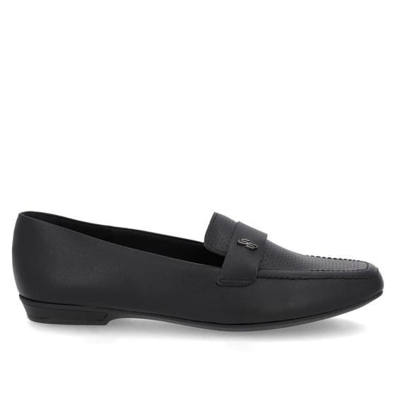 Imagem de Loafer Preto Salto Bloco Couro Tira