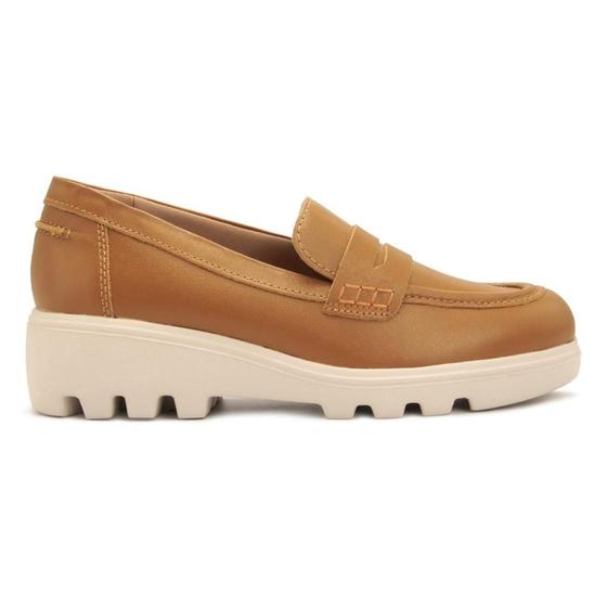 Imagem de Loafer Usaflex Feminino Em Couro Salto Bloco Laser Casual AL1502