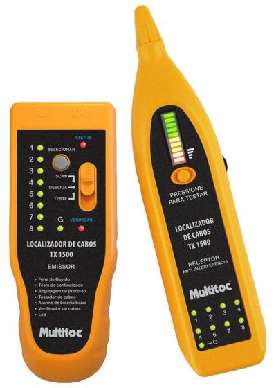 Imagem de Localizador e Testador de Cabos Multitoc TX-1500 Rj45 RJ11