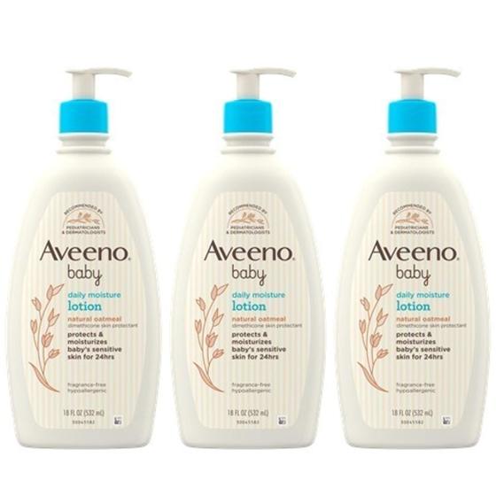 Imagem de Loção Aveeno Baby Daily Moisture sem Fragrância - 532ml (Kit com 3)