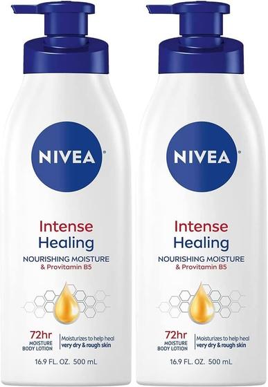 Loção Corporal NIVEA Intense Healing - Hidratação 72h (500mL x 2) Imagem de Loção Corporal NIVEA Intense Healing - Hidratação 72h (500mL x 2)