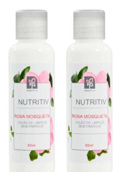 Imagem de LOÇÃO DE LIMPEZA FACIAL ROSA MOSQUETA NUTRITIV 60ml NATUFLORES Kit 2und