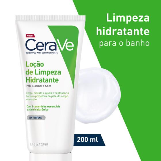 Imagem de Loção de limpeza hidratante para o banho e sem espuma cerave 200ml