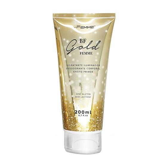 Imagem de Loção Hidratante Iluminador com efeito Primer BF Gold Femme 200ml - Sem Glúten  e Sem Lactose