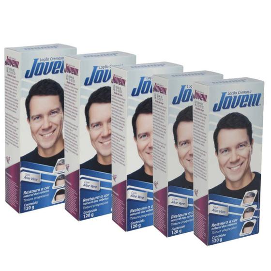 Imagem de Loção Jovem Cremosa Escurecedora Cabelo Unisex Kit Com 5Un.