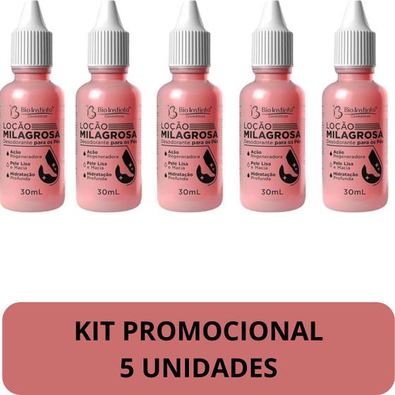 Imagem de Loção Milagrosa Bio Instinto Desodorante Para os Pés Frasco 30ml Kit Promocional 5 Unidades