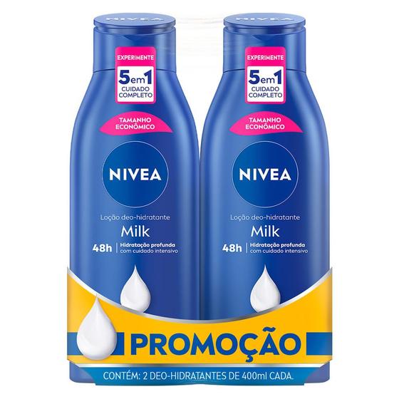 Imagem de Loção Nivea Milk para Pele Seca a Extrasseca com 2 Unidades de 400ml cada